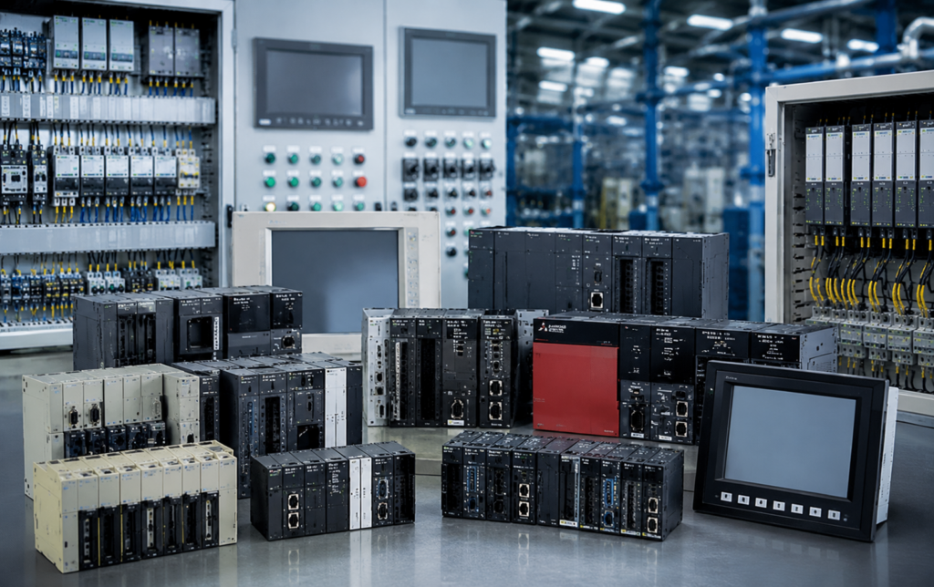三菱、オムロン、キーエンス、富士主要メーカ各社のPLC、HMIに対応。